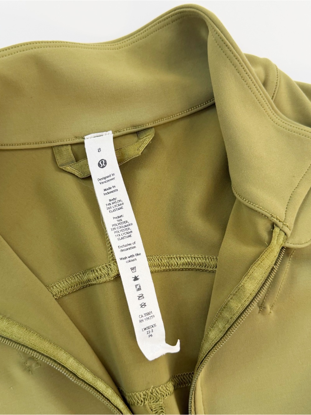 Lululemon Jacket Womens 8 InStill Bronze Green Full Zip Fitted - Picture 3 of 8